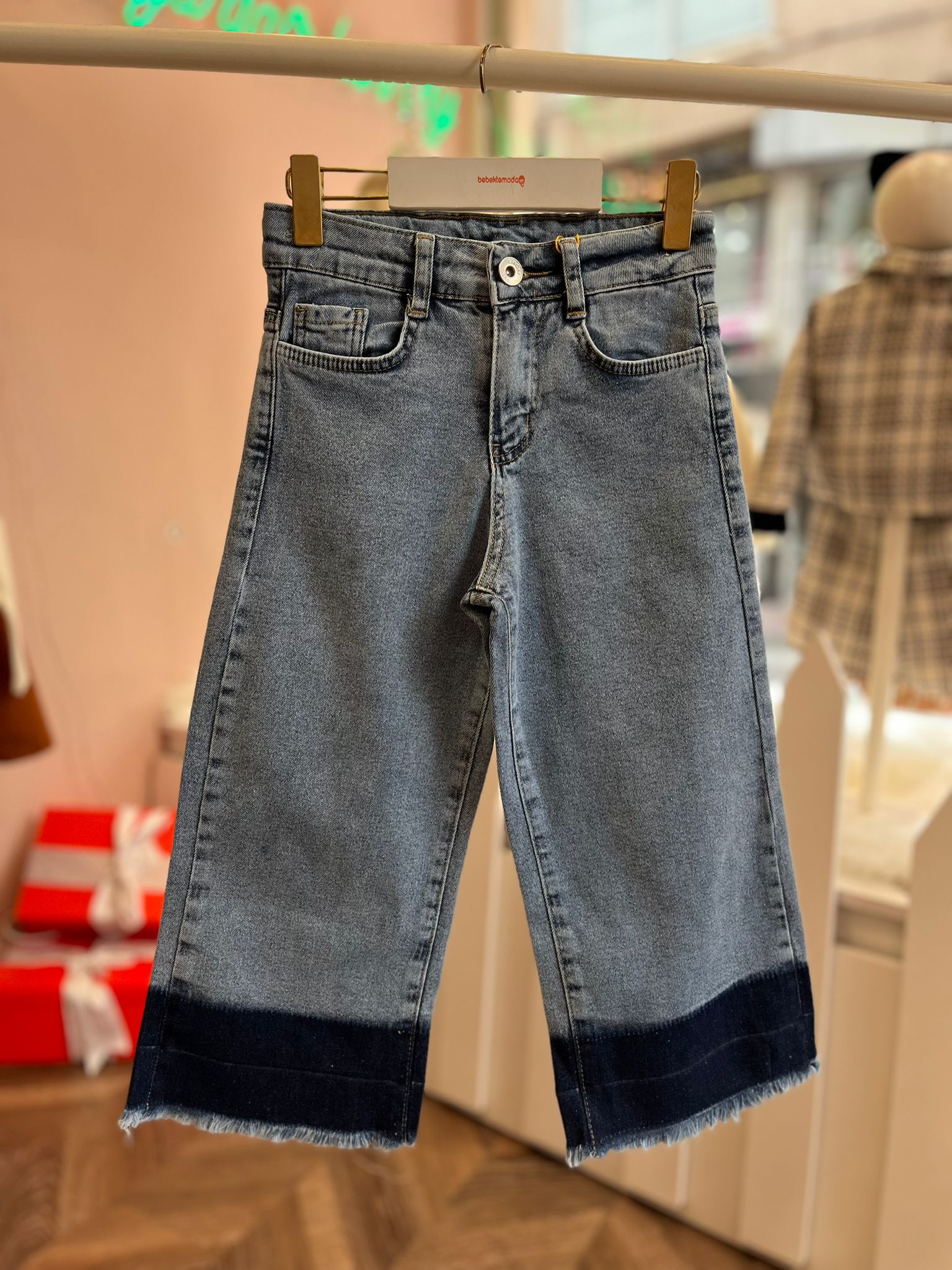 Paça Detaylı Baggy Fit Kot Pantolon Açık Mavi