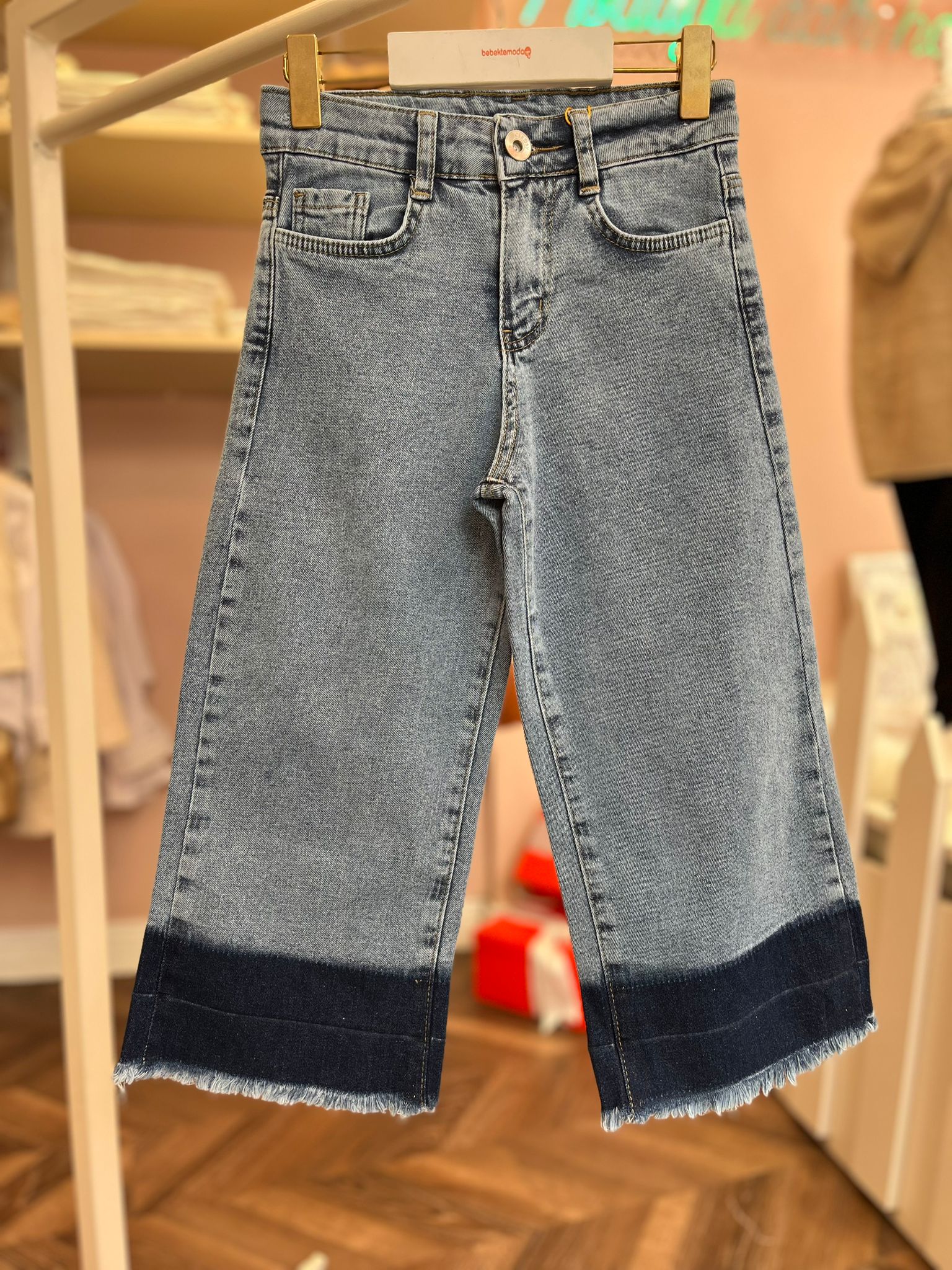 Paça Detaylı Baggy Fit Kot Pantolon Açık Mavi