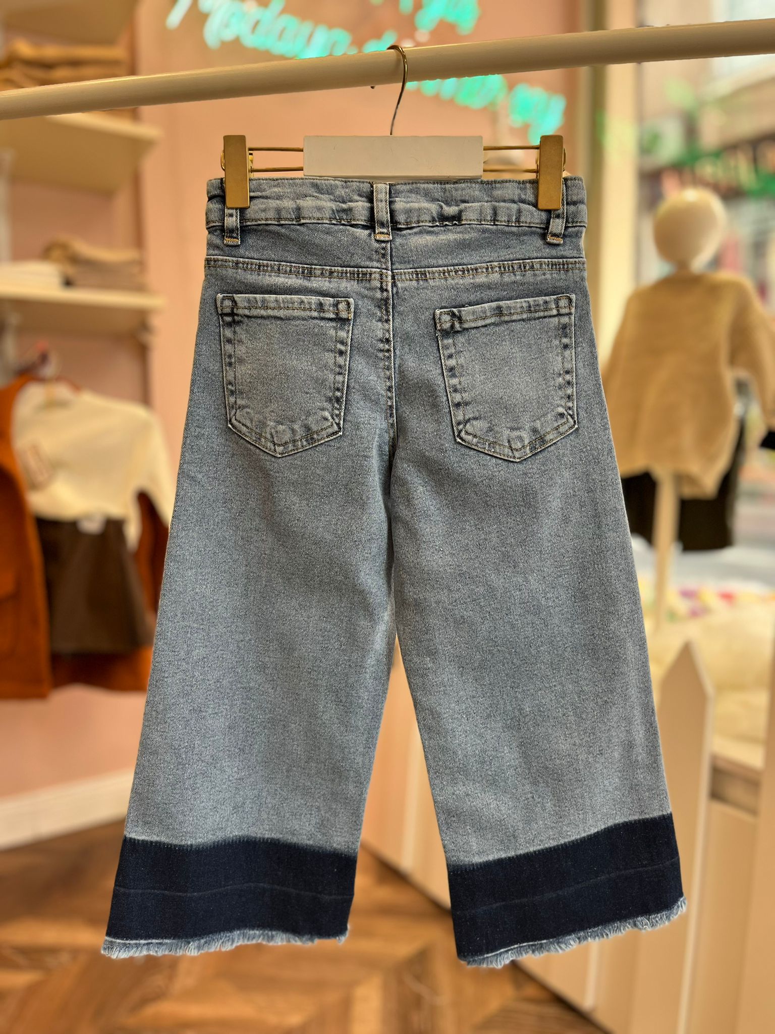 Paça Detaylı Baggy Fit Kot Pantolon Açık Mavi